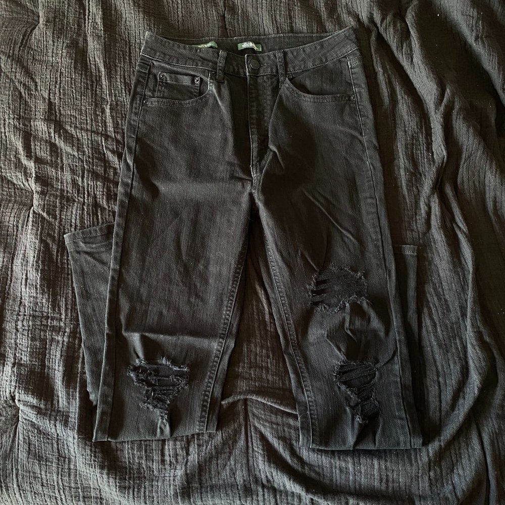 Wild Fable Ripped Highest Rise Skinny Extra Black Jeans